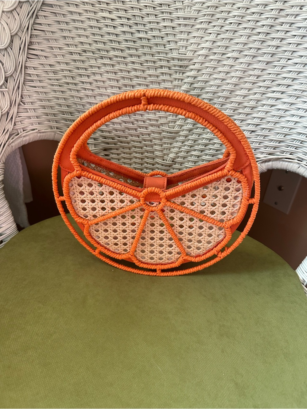 A New Day Orange Woven Round Handbag